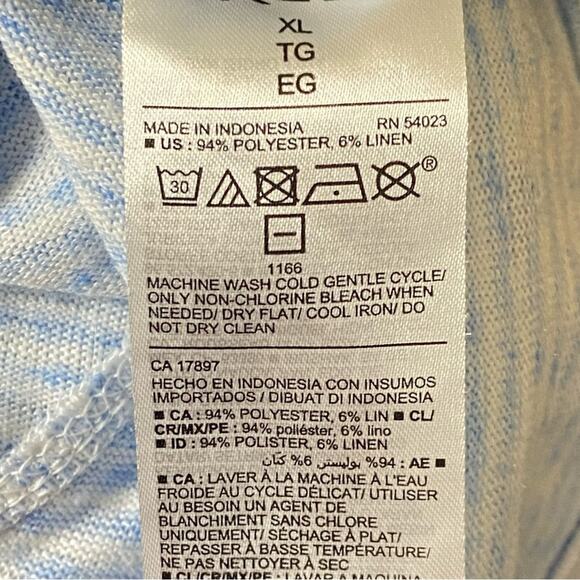 Old Navy Cropped Linen Loose Fit Flutter Sleeve Blue Mini Stripe Women’s Size XL - Picture 6 of 7